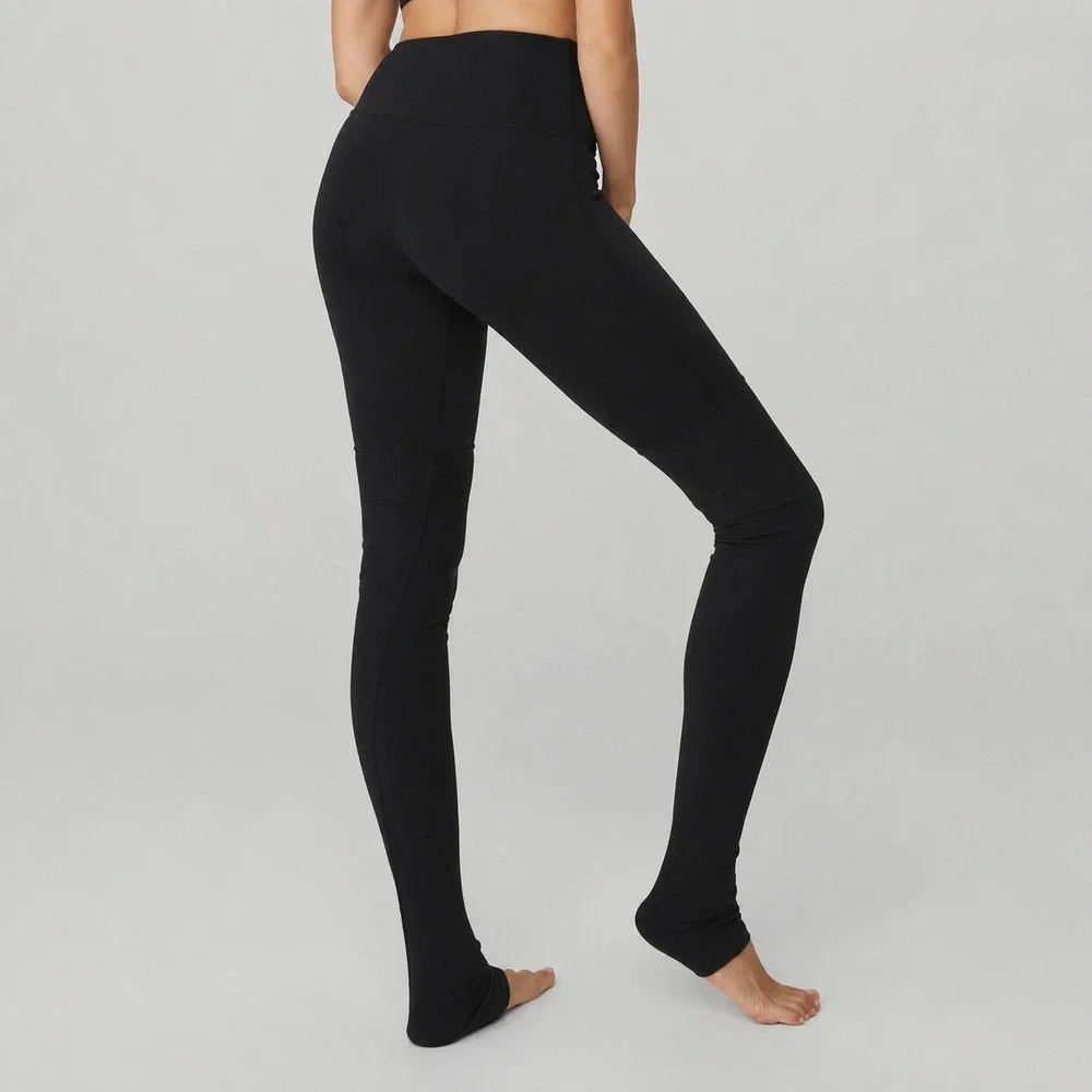 Alo Yoga Leggings Womens XS Black Goddess Over Heel Yoga Pants Athletic Stretch